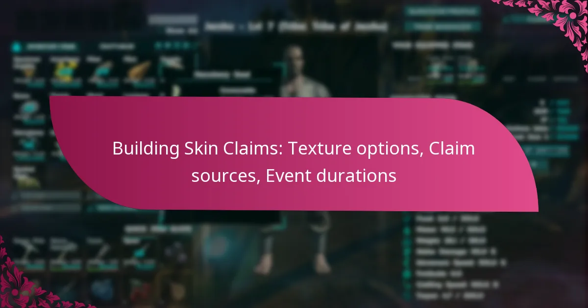 Building Skin Claims: Texture options, Claim sources, Event durations