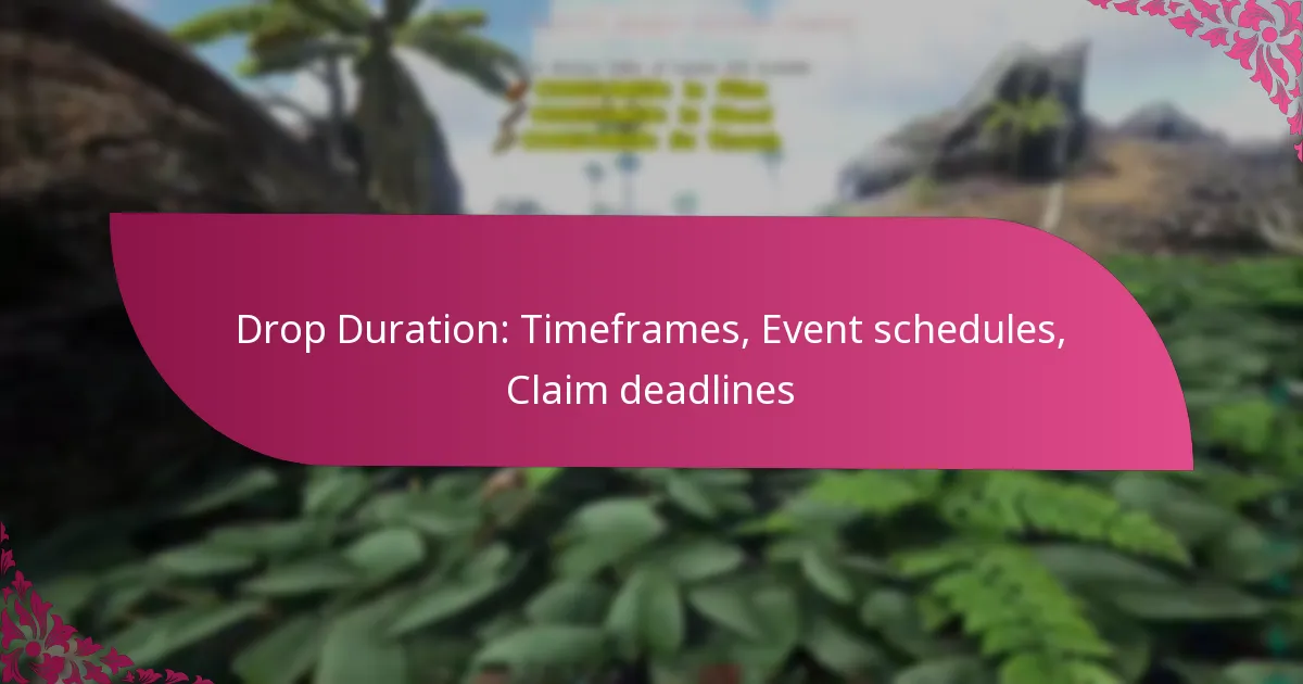 Drop Duration: Timeframes, Event schedules, Claim deadlines