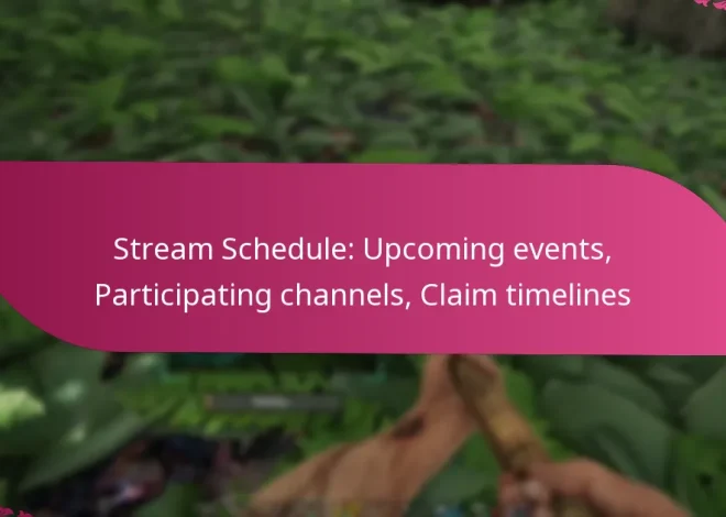 Stream Schedule: Upcoming events, Participating channels, Claim timelines