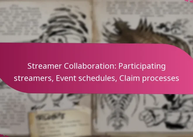 Streamer Collaboration: Participating streamers, Event schedules, Claim processes