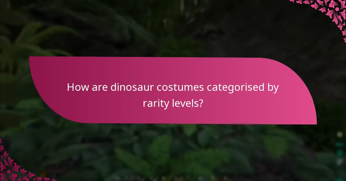 How are dinosaur costumes categorised by rarity levels?